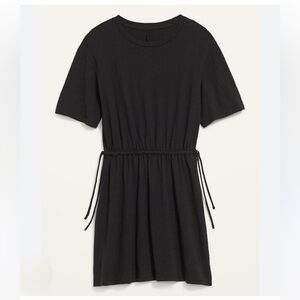 Old Navy Waist-Defined Short-Sleeve Slub-Knit Mini T-Shirt Dress in Black